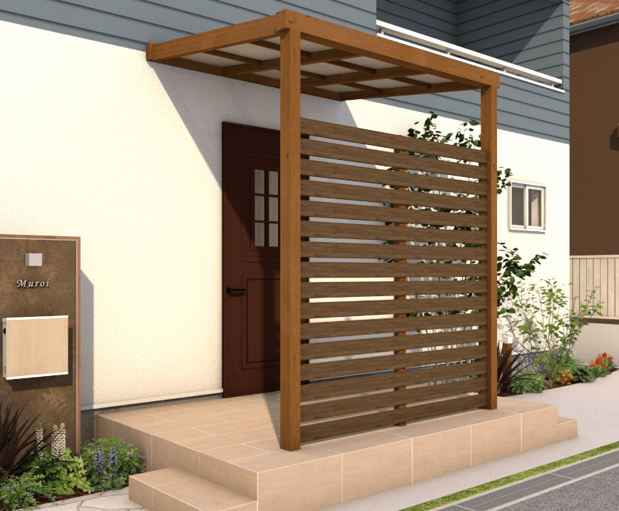 タカショーの「ポーチテラス®︎ シンプルスタイル(壁付タイプ)」