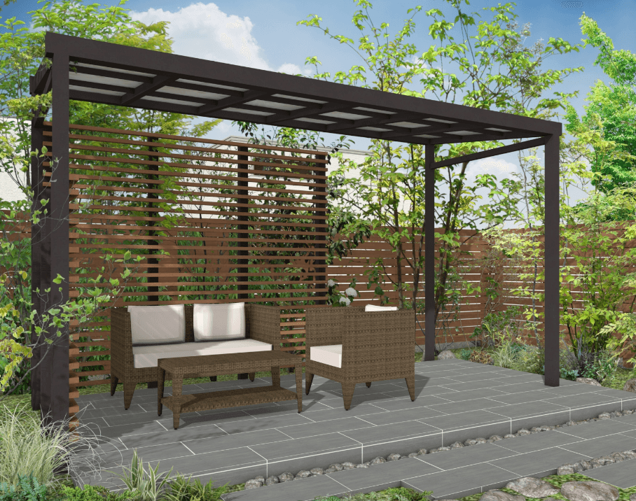 タカショーの「ポーチテラス®︎ シンプルスタイル(独立(壁寄せ)タイプ)」