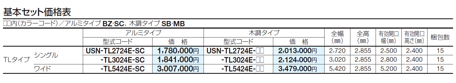 USファサードユニットシャッター TLタイプ(単独仕様)【2024年版】_価格_1