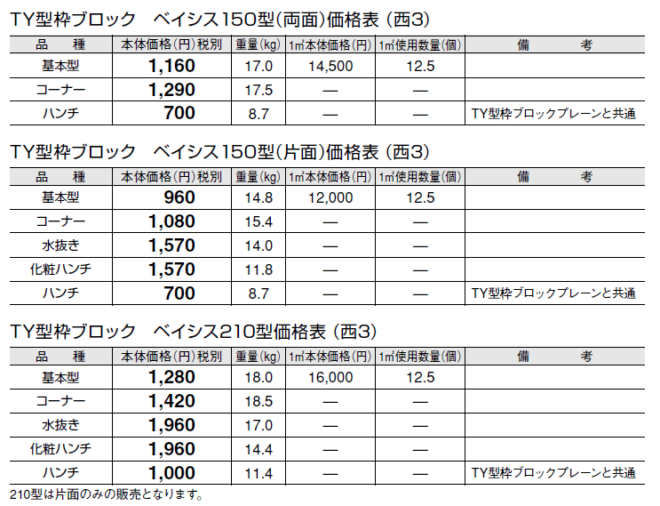 TY型枠ブロック ベイシス【エリア限定販売】【2024年版】_価格_1