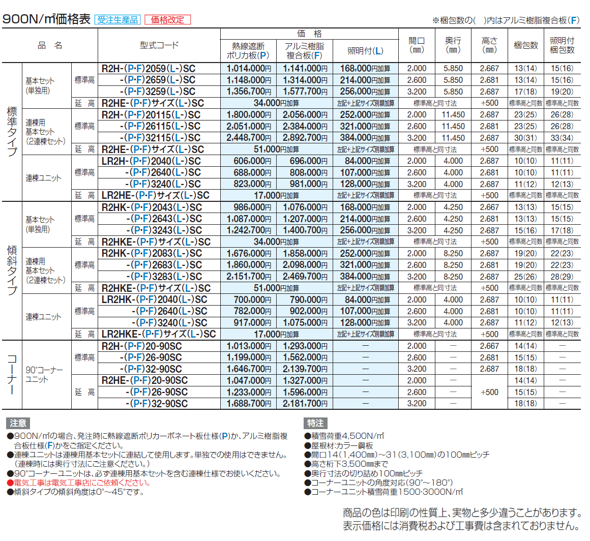 ライズルーフⅡ Hタイプ(900N/㎡)【2024年版】_価格_2