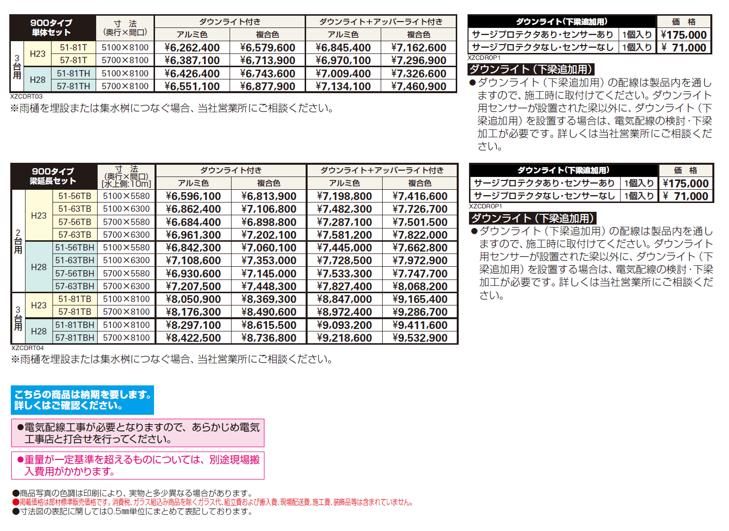 エクスティアラ ルーフ 900タイプ 単体セット(3台用)/梁延長セット【2024年版】_価格_1