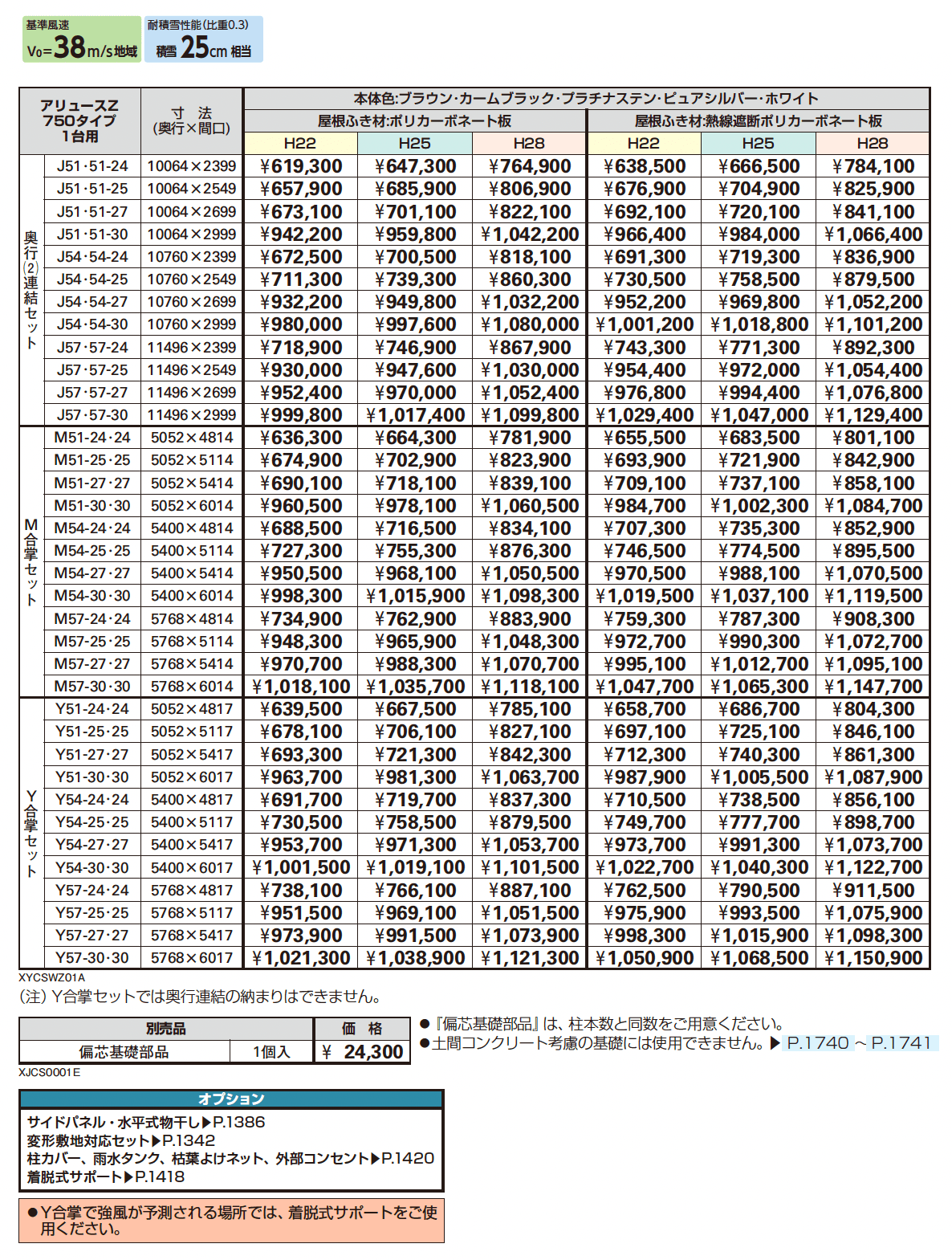 アリュースZ 750タイプ 1台用 (奥行連結/M合掌/Y合掌)【2025年版】_価格_1