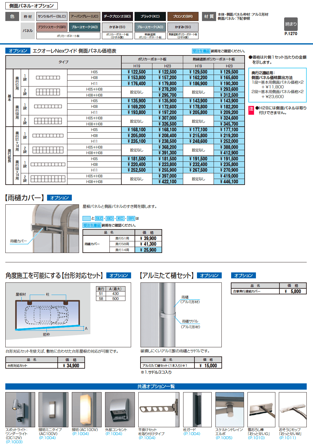 エクオーレNexワイド(基本・奥行連結・奥行延長)_価格_2