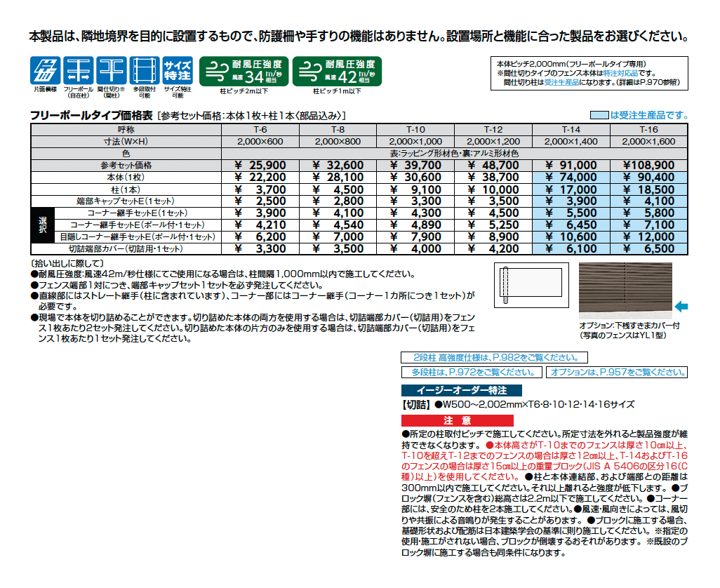 フェンスAB YS3-K型(片面木調・横スリット③)_価格_1
