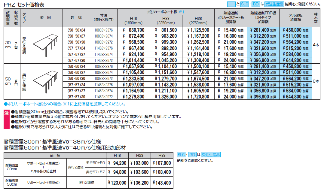 カムフィエースZ(耐積雪量30cm・50cm仕様:奥行連結)【2024年版】_価格_1