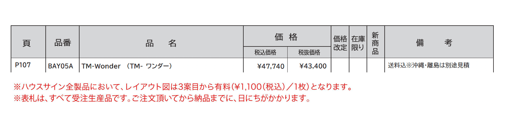 ハウスサイン TM-ワンダー_価格_1