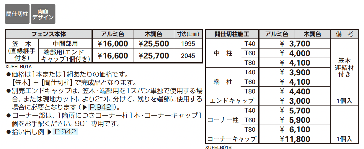 ルシアス フェンスLite B01型 横格子なし_価格_1