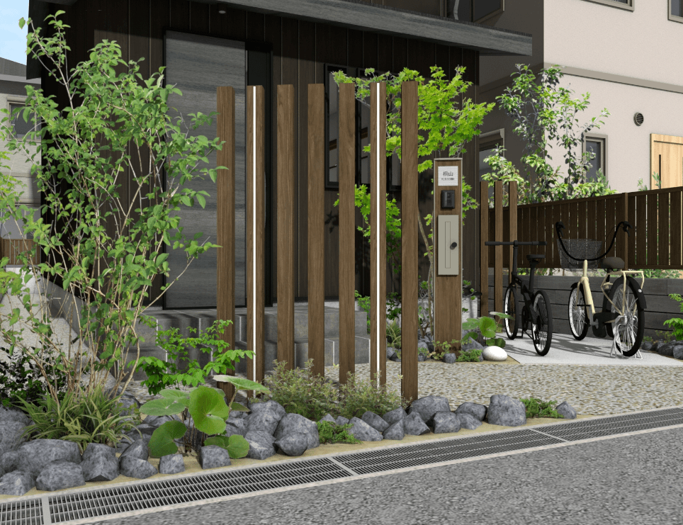 タカショーの「e-ART WOOD PARTS スリットフェンス用」
