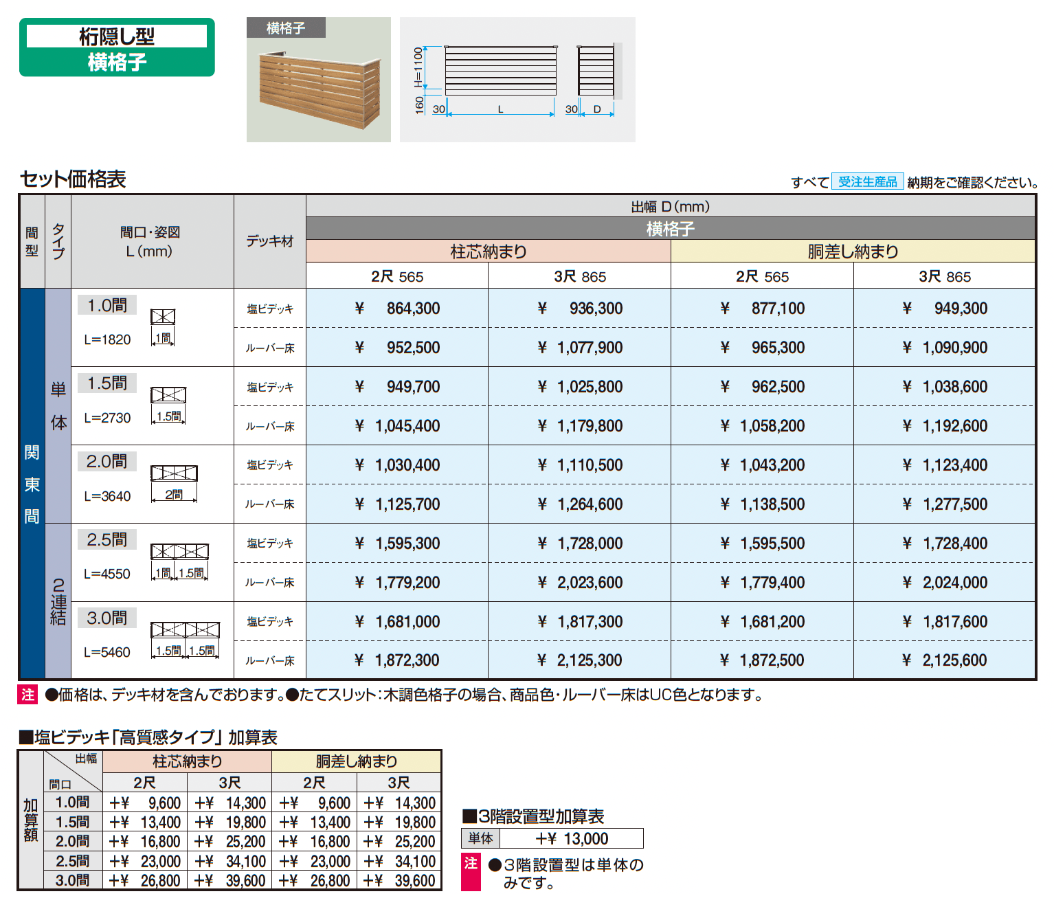コーデリア(柱なし式 桁隠し型 横格子)_価格_1