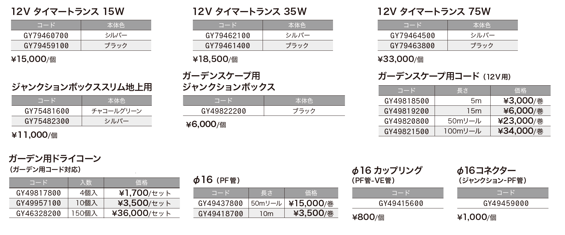 ガーデンスケープライティング用アクセサリー【2024年版】_価格_1