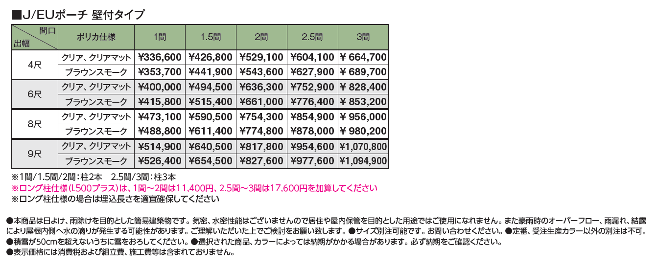 ポーチガーデン®︎ J/EUポーチ®︎(壁付タイプ)【2024年版】_価格_1