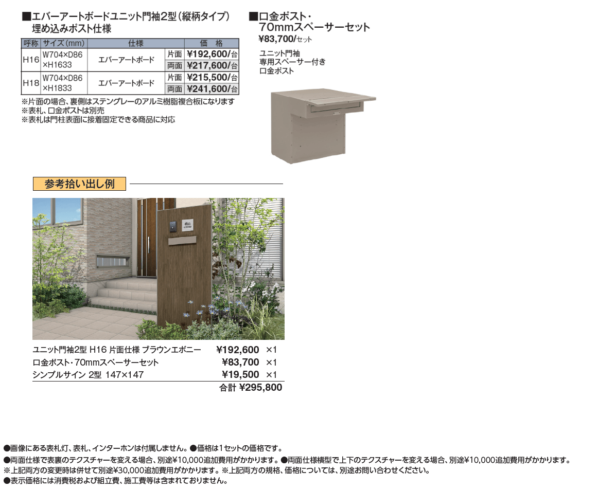 エバーアートボード®︎ ユニット門袖 埋め込みポスト仕様【2024年版】_価格_1