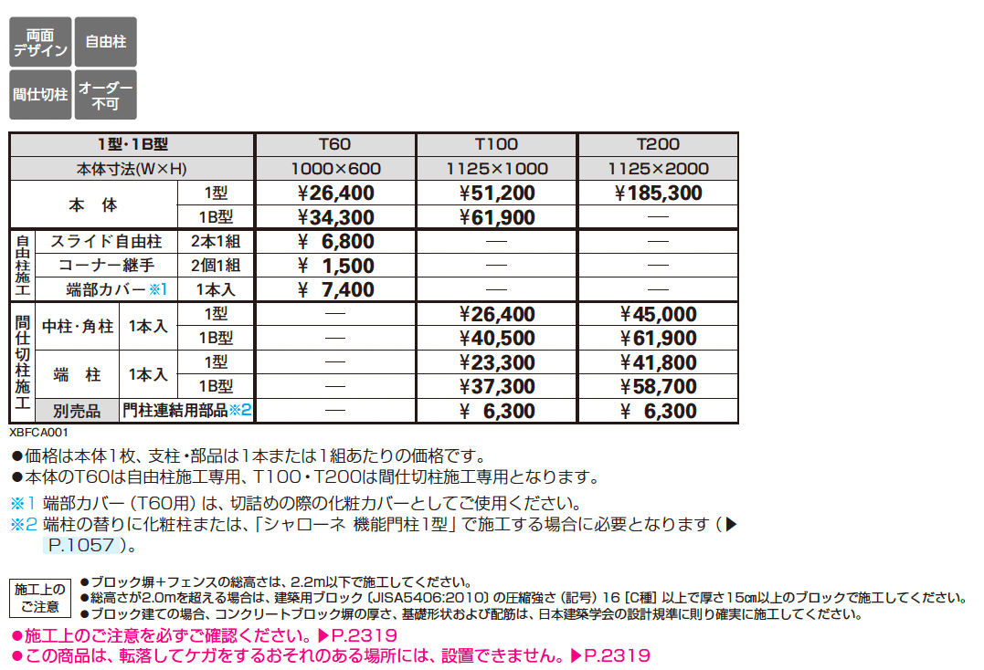 シャローネ シリーズ トラディシオン フェンス1B型_価格_1