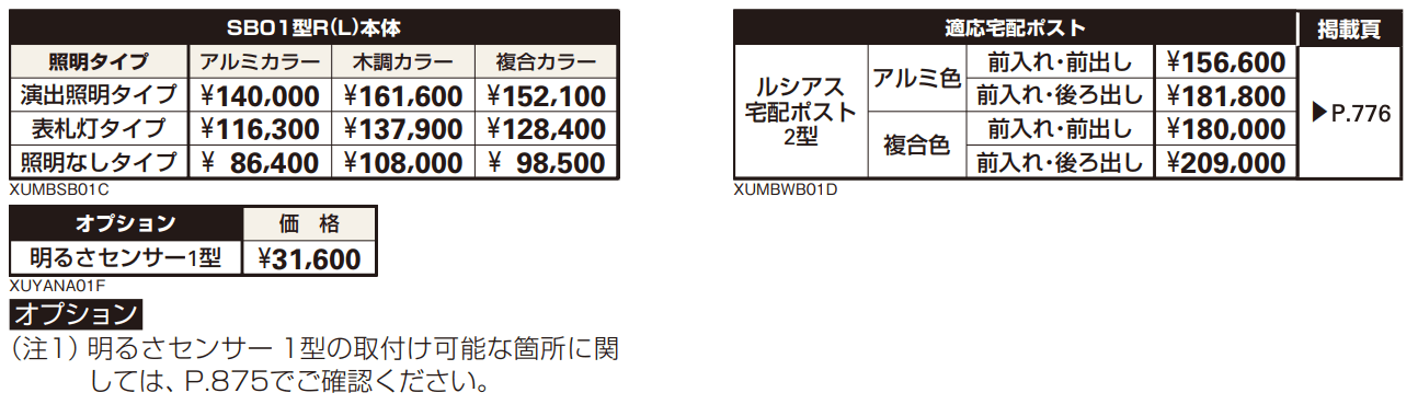 ルシアス 宅配ポスト2型取付用ルシアス ポストユニット SB01型 【2022年版】_価格_2
