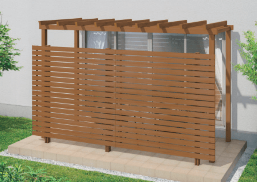 三協アルミの「ナチュレP目隠しスクリーン 二段仕様 独立式 パーゴラタイプ 壁寄せ納まり・独立納まり) 【2022年版】」