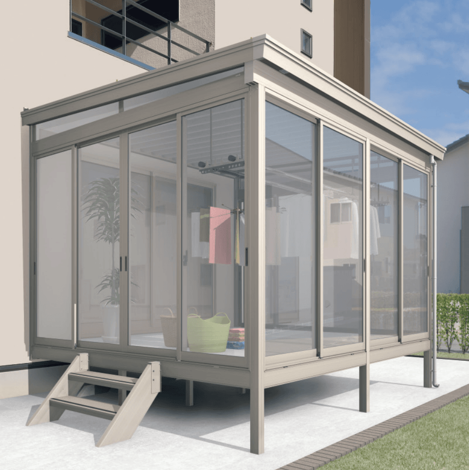 三協アルミの「スーパーテラスGTⅡ(サッシ囲い仕様 床納まり H22サイズ ガラス組み込みタイプ) 【2022年版】」