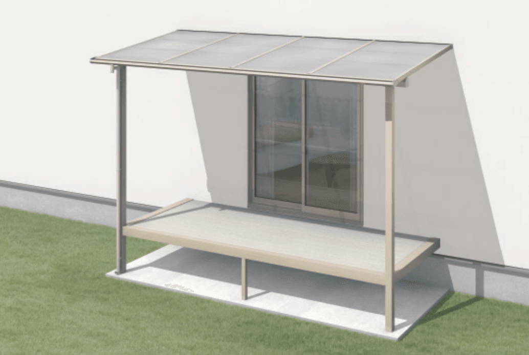 三協アルミの「レボリューA屋根(オルネ ステージタイプ(縁台)用 600タイプ 出幅移動納まり) 【2022年版】」