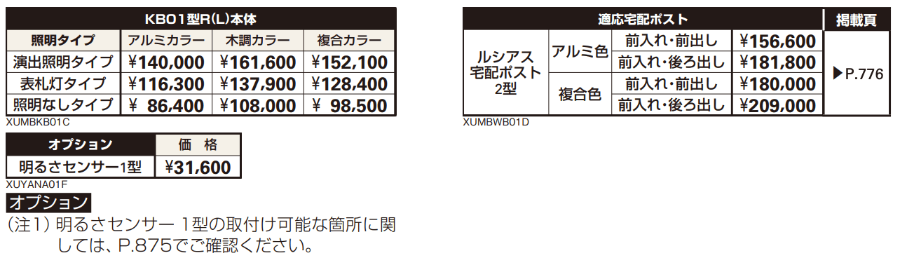 ルシアス 宅配ポスト2型取付用ルシアス ポストユニット KB01型 【2022年版】_価格_2