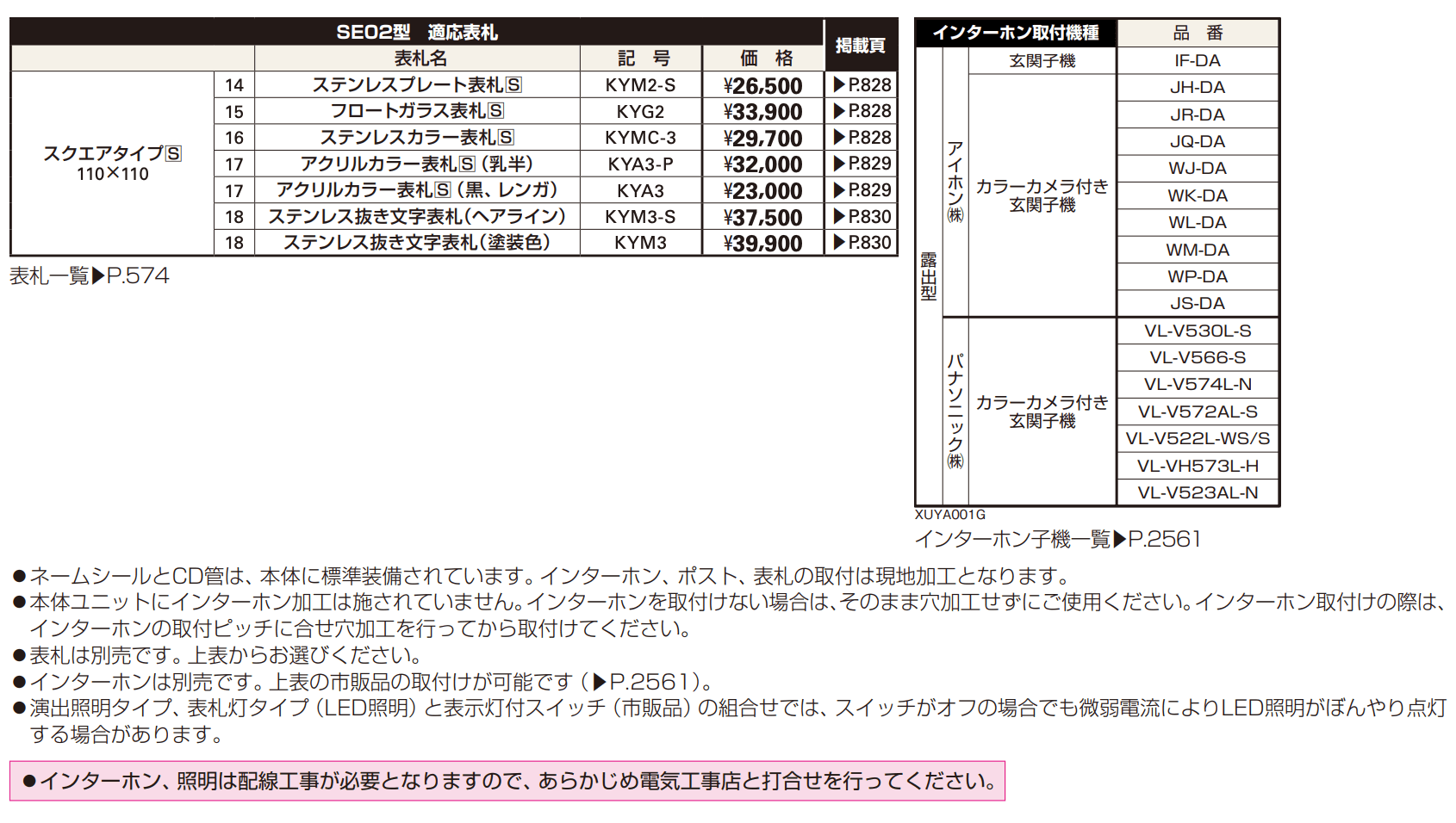 エクステリアポストT9型、T9R(L)型取付用ルシアス ポストユニット SE02型 【2022年版】_価格_1