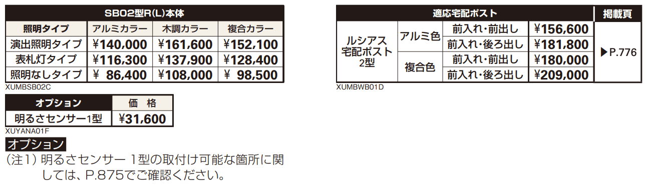 ルシアス 宅配ポスト2型取付用ルシアス ポストユニット SB02型 【2022年版】_価格_2