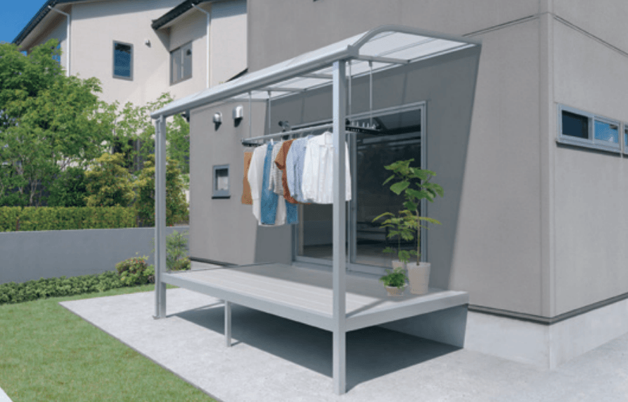三協アルミの「レボリューA屋根(オルネ ステージタイプ(縁台)用 600タイプ 標準納まり) 【2022年版】」