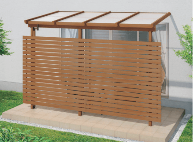 三協アルミの「ナチュレN(目隠しスクリーン 二段仕様 テラス柱直付け式 テラスタイプ 壁付け納まり)【2023年版】」