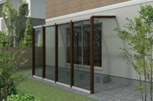 YKK APの「アウタールーフ テラスBタイプ 土間納まり・腰壁付【2023年版】」