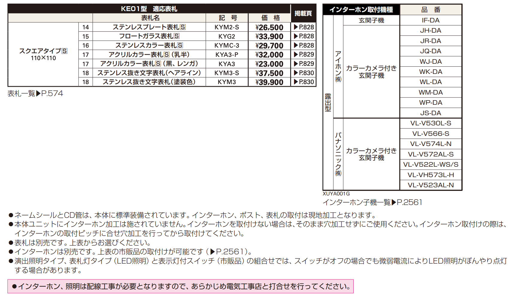 エクステリアポストT9型、T9R(L)型取付用ルシアス ポストユニット KE01型 【2022年版】_価格_1