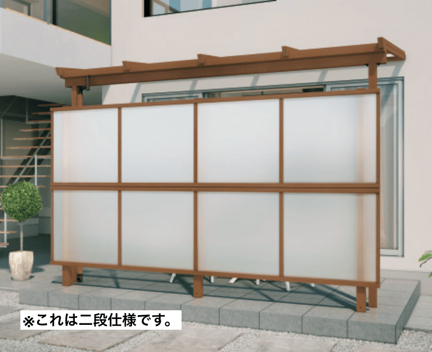 三協アルミの「ナチュレS(前面パネル 一段仕様 独立式 パーゴラタイプ 壁寄せ納まり・独立納まり)【2023年版】」