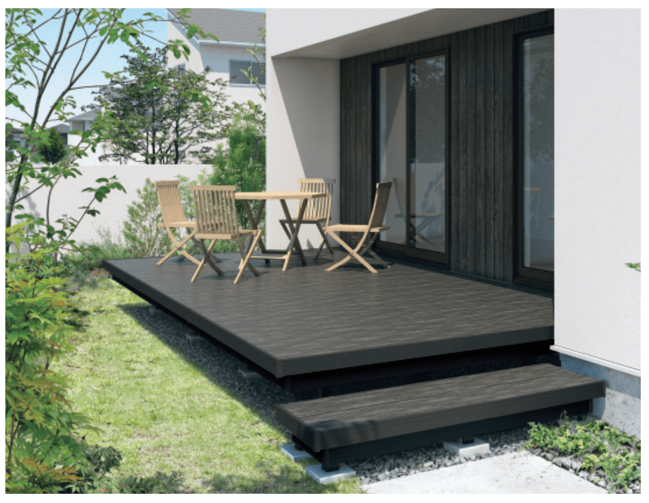 三協アルミの「ラステラ (二段デッキ(独立) 床張り出し納まり)【2023年版】」