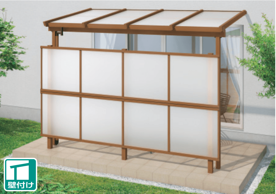 三協アルミの「ナチュレS(前面パネル 二段仕様 独立式 テラスタイプ 壁寄せ納まり・独立納まり)【2023年版】」