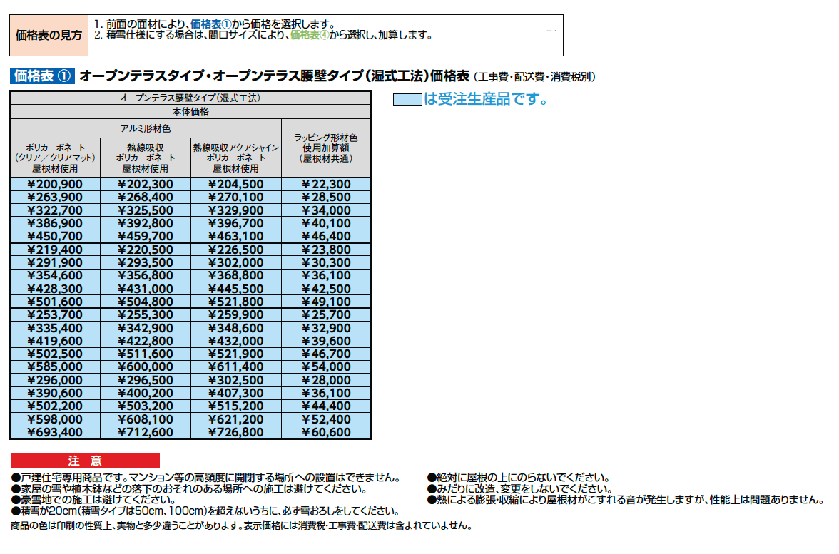 ココマ オープンテラス腰壁タイプ(湿式工法)【2024年版】_価格_1