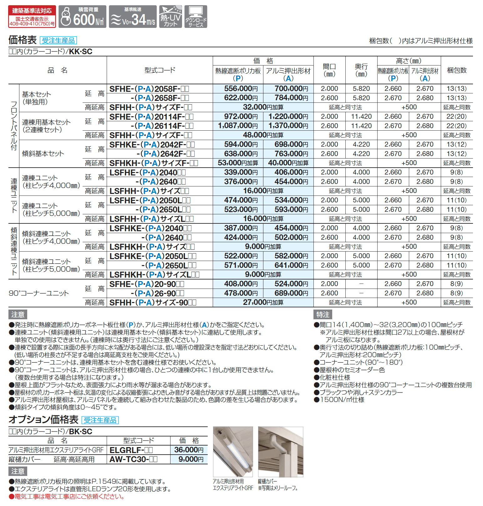 ソリッドルーフFHタイプ 柱間ピッチ4000m【2025年版】_価格_2