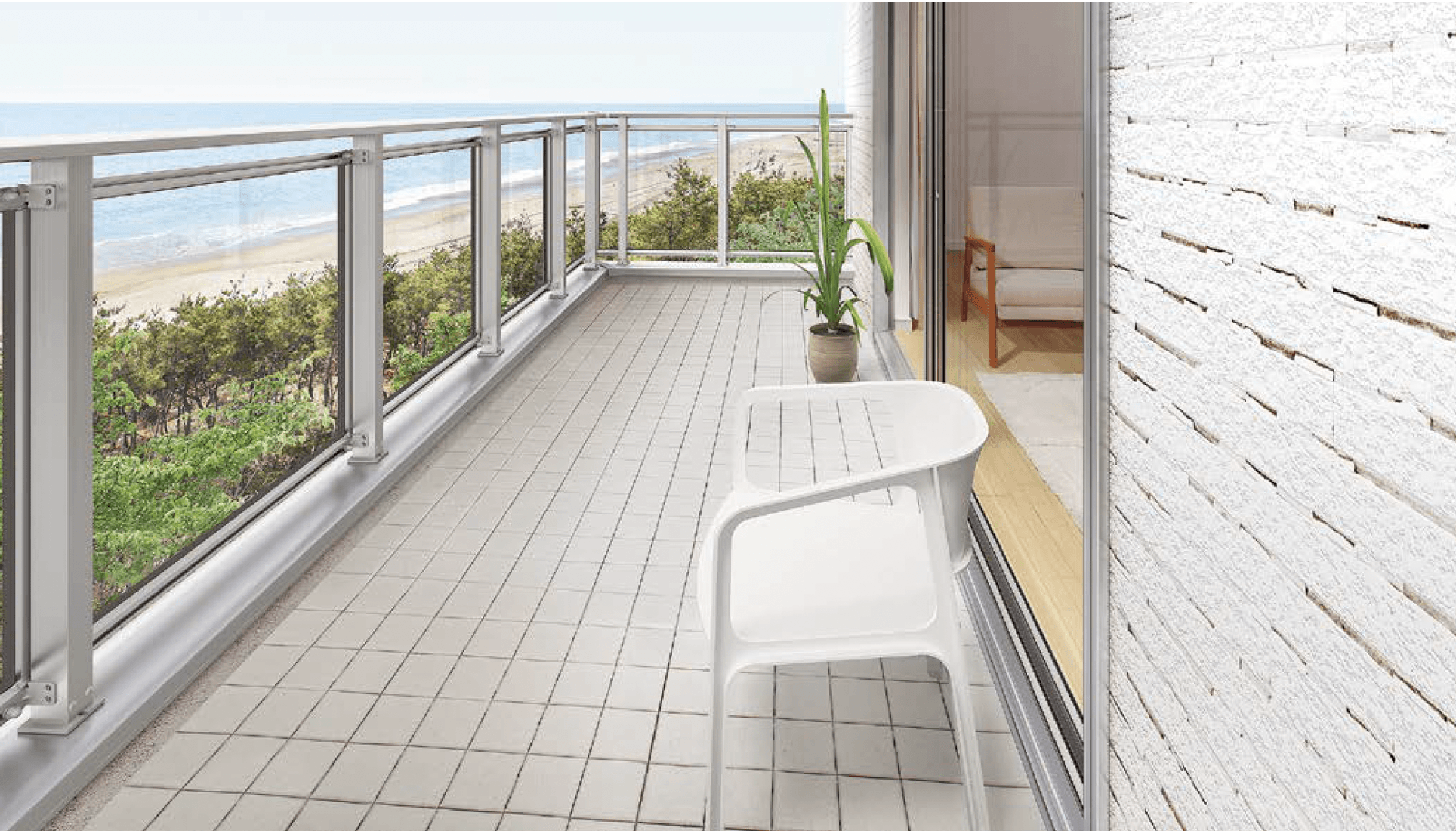 LIXILの「ベランダ手すり モダンパネル(パネルスタイル)」のサブ画像1