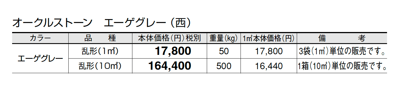 オークルストーン エーゲグレー_価格_3