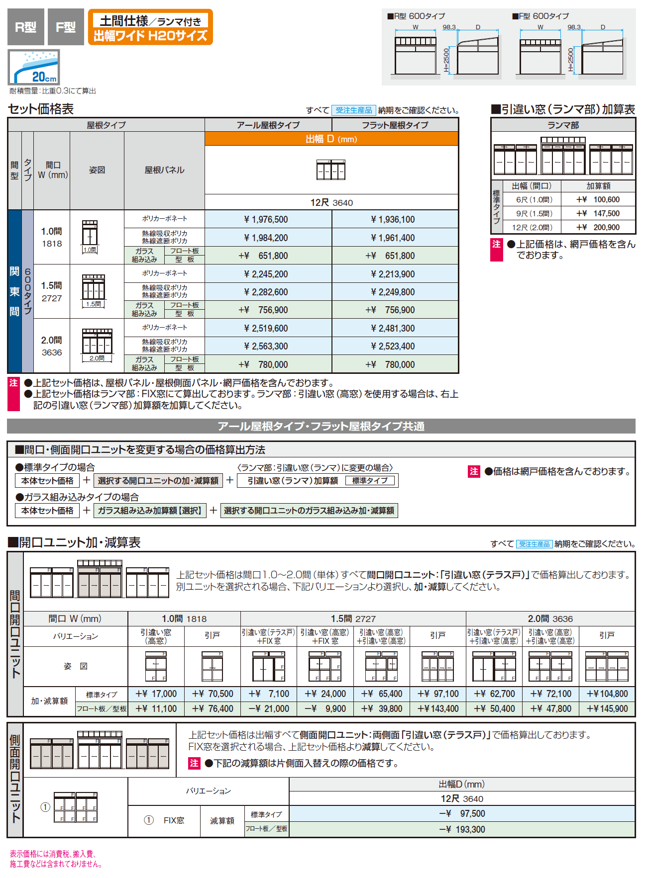 晴れもようwith特注品(土間仕様/ランマ付き 出幅ワイド H20サイズ)【2024年版】_価格_1