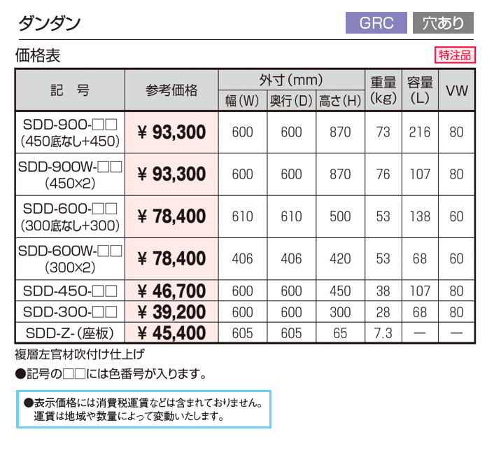 プランター ダンダン (GRC 穴あり)_価格_1