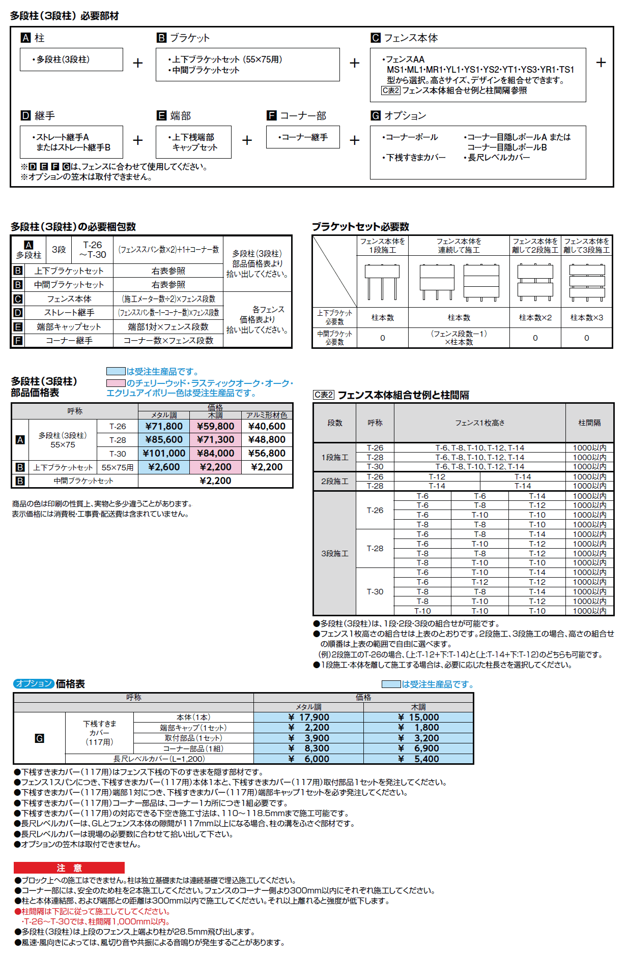 フェンスAA 多段柱(3段柱)【2024年版】_価格_1