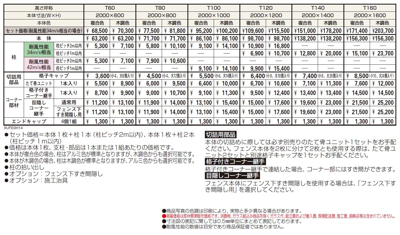 ルシアス フェンスH14型 横ランダム格子 【2024.4月発売】_価格_1