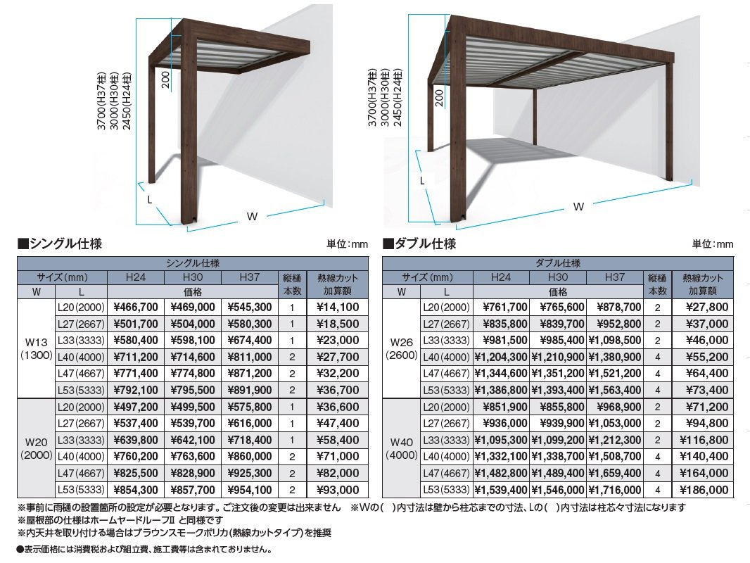 ホームヤードルーフシステム®︎ ホームヤードルーフⅡ 壁付仕様【2024年版】_価格_1