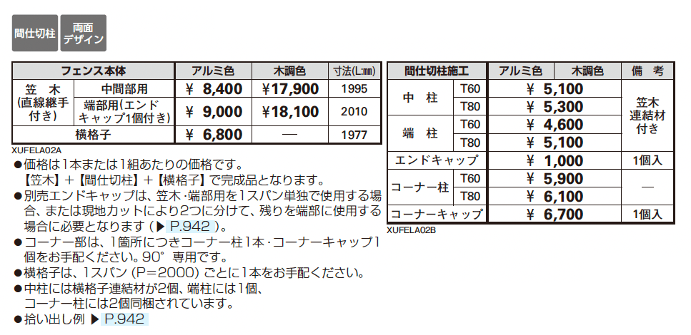 ルシアス フェンスLite A02型 横格子1本_価格_1