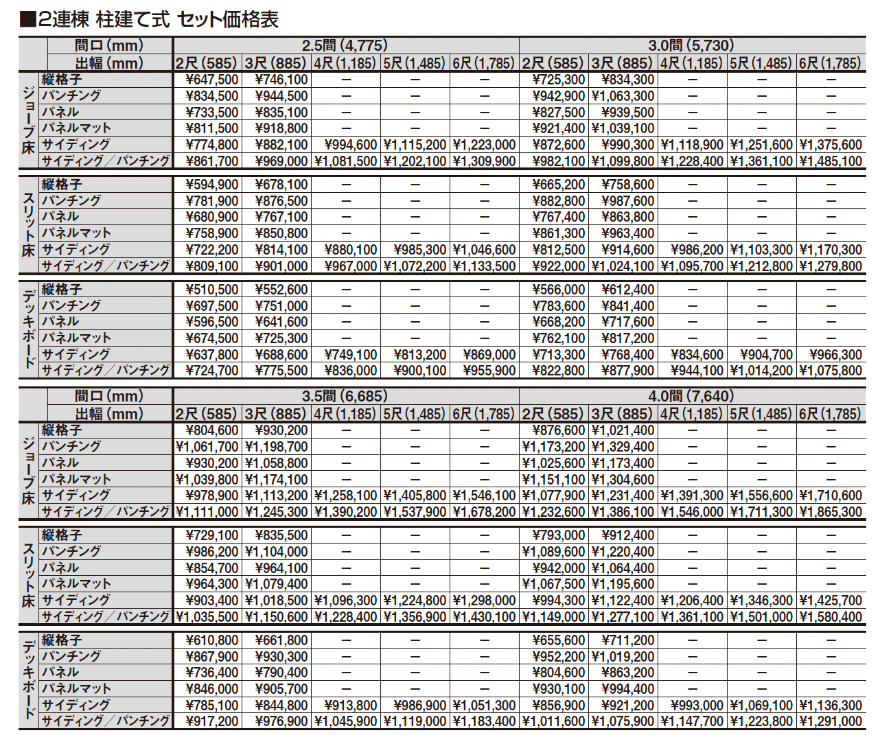 ビューステージ Sスタイル 九州・四国間 柱建て式_価格_2