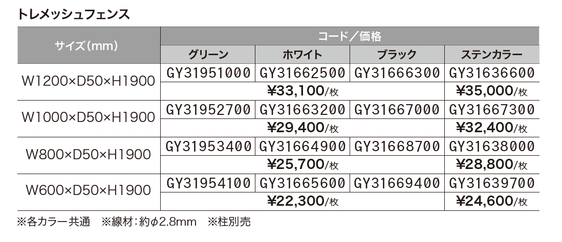トレメッシュ フェンス【2024年版】_価格_2