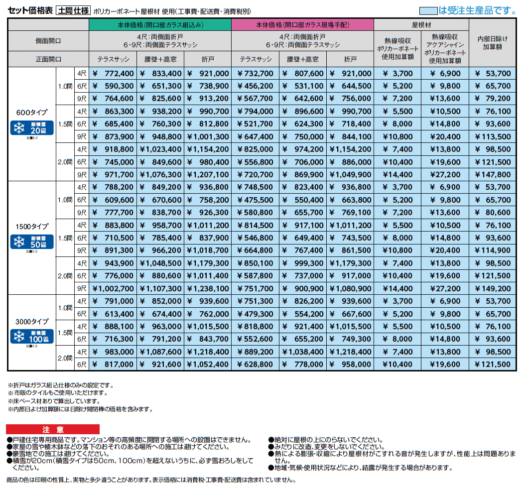 ガーデンルームGF 土間仕様【2024年版】_価格_1