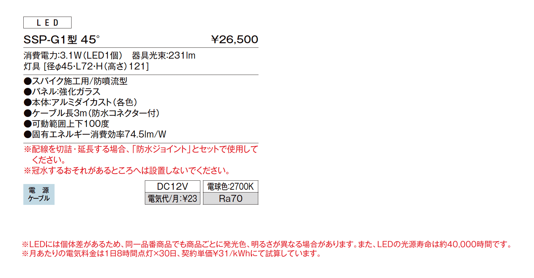 スパイクスポットライト SSP-G1型_価格_1