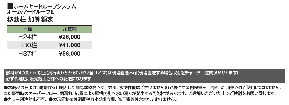 ホームヤードルーフⅡ 移動柱【2024年版】_価格_1