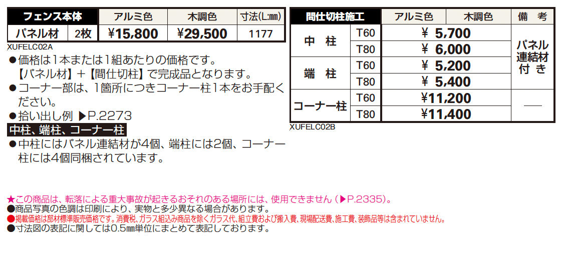 ルシアス フェンスLite C02型 パネル材2枚【2024年版】_価格_1