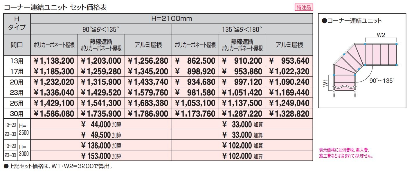 ブレラウェイS 両支持タイプ 一般地域型 コーナー連結ユニット_価格_1