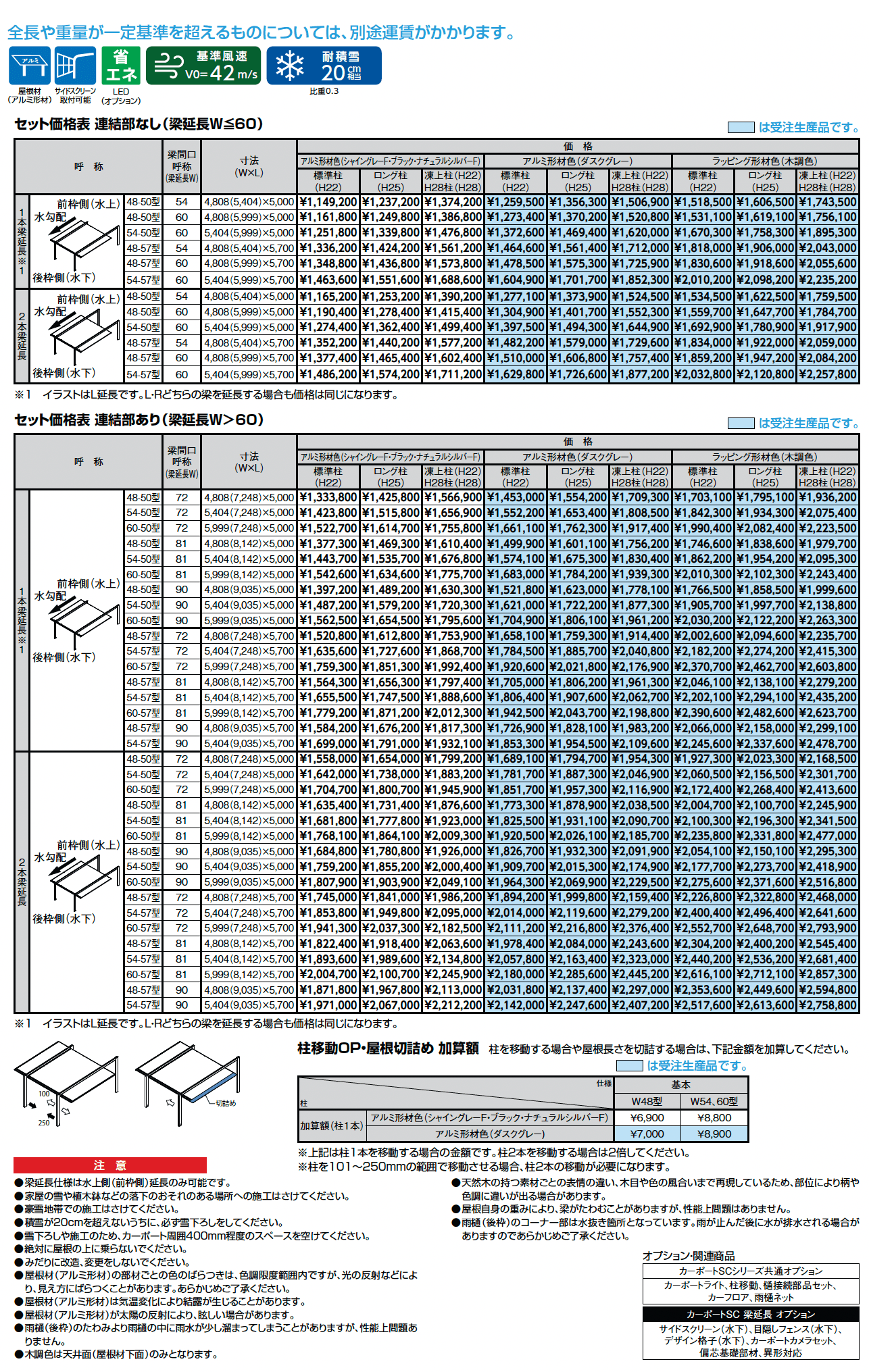 カーポートSC 2台用 梁延長_価格_1